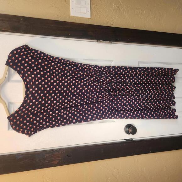 Gap Women's Polka Dot Cap Sleeve Dress - Navy & Pink- Size Medium Tall - Picture 1 of 8